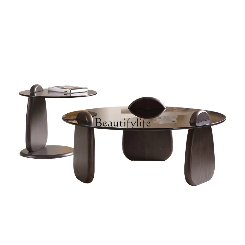 Modern simple size round coffee table combination Italian minimalist brown glass Nordic style tea table
Modern simple size round coffee table combination Italian minimalist brown glass Nordic style tea table