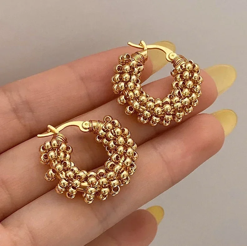 Real 925 Sterling Silver 18K Gold Twisted Bead Round Hoop Earring for Women Trendy Geometric Fine Jewelry Light Luxury Accessory
Real 925 Sterling Silver 18K Gold Twisted Bead Round Hoop Earring for Women Trendy Geometric Fine Jewelry Light Luxury Accessory