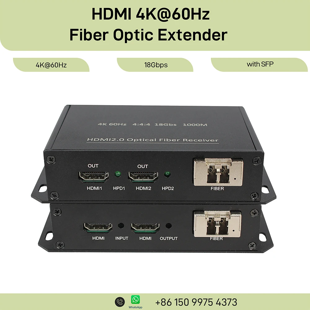 4K@60Hz HDMI 2.0 Fiber Optic Extender, 18Gbps Over OM3/OM4 Multi-Mode Fiber, 300M, HDCP/DDC/CEC Pass-through, Plug & Play
4K@60Hz HDMI 2.0 Fiber Optic Extender, 18Gbps Over OM3/OM4 Multi-Mode Fiber, 300M, HDCP/DDC/CEC Pass-through, Plug & Play