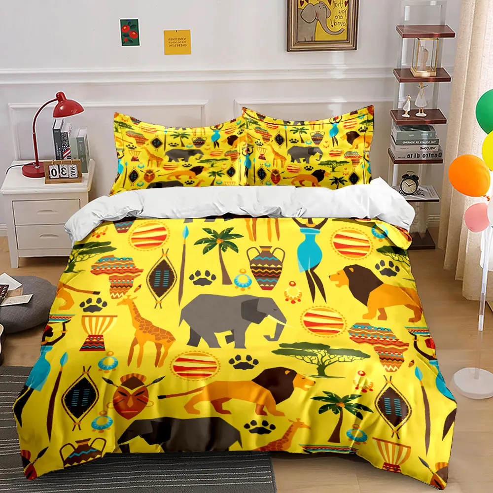 African Culture and Wildlife Elements Duvet Cover Set with 3D Printing Design Soft Polyester Bedding Set All-Season Comfort
African Culture and Wildlife Elements Duvet Cover Set with 3D Printing Design Soft Polyester Bedding Set All-Season Comfort