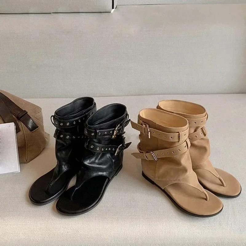 Aneikeh Black Rivet Gladiator Sandals Women Thong Open Toe Flat Ankle Boots Summer Punk Style Buckle Strap Casual Shoes
Aneikeh Black Rivet Gladiator Sandals Women Thong Open Toe Flat Ankle Boots Summer Punk Style Buckle Strap Casual Shoes