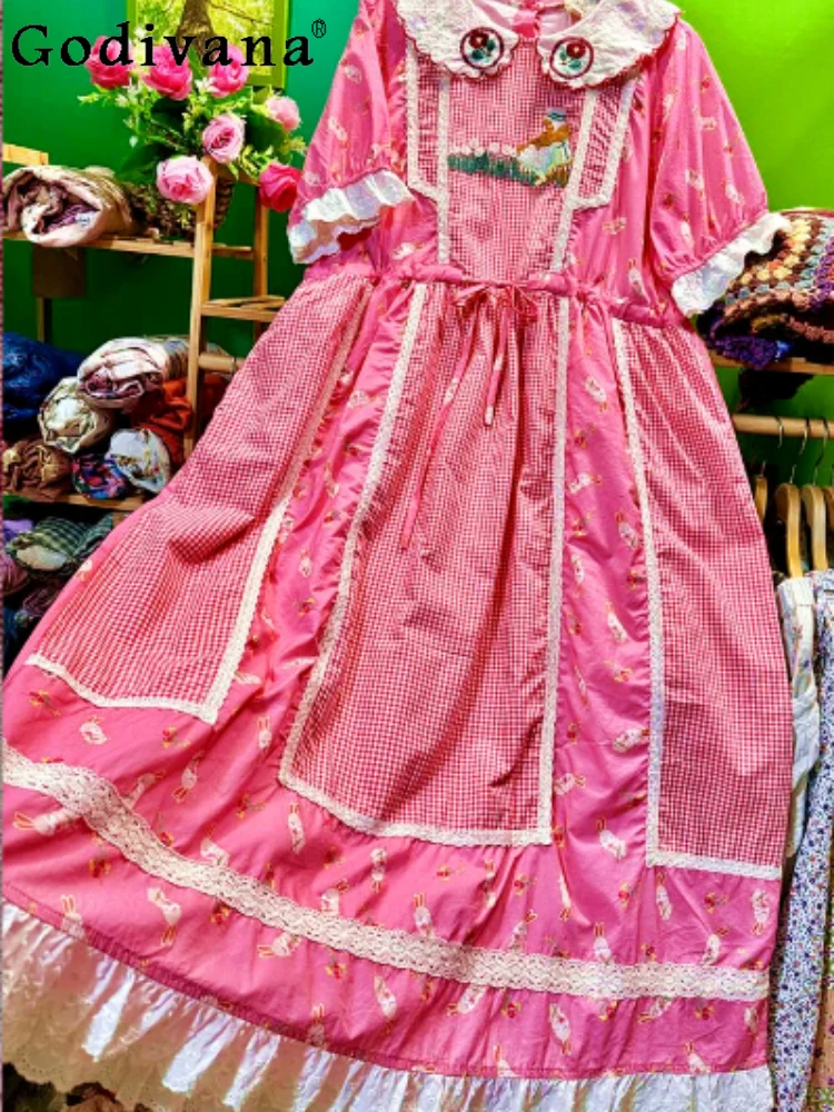 Summer Sweet Peter Pan Collar Print Short Sleeve Loose Red Lolita Dress Fashion High Waist A-line Lace Embroidered Dresses
Summer Sweet Peter Pan Collar Print Short Sleeve Loose Red Lolita Dress Fashion High Waist A-line Lace Embroidered Dresses
