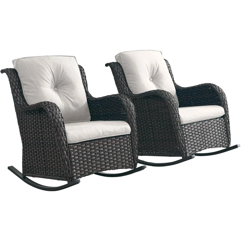 Patio Chairs Outdoor Rocking Chair - 2 Piece Wicker Rattan Rocker Chairs Set with High Back and Deep Seating for Porch Deck Gard
Patio Chairs Outdoor Rocking Chair - 2 Piece Wicker Rattan Rocker Chairs Set with High Back and Deep Seating for Porch Deck Gard