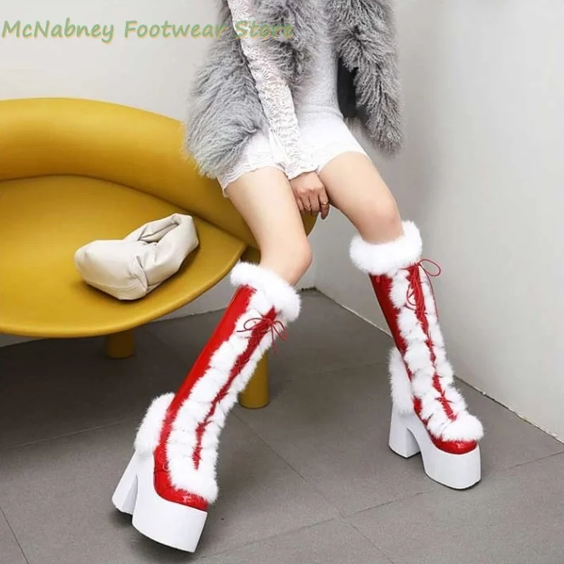 Плюшевые женские сапоги с цветными блоками, непромокаемые сапоги до колена на платформе и массивном каблуке, очень теплые зимние рождественские зимние сапоги
Плюшевые женские сапоги с цветными блоками, непромокаемые сапоги до колена на платформе и массивном каблуке, очень теплые зимние рождественские зимние сапоги