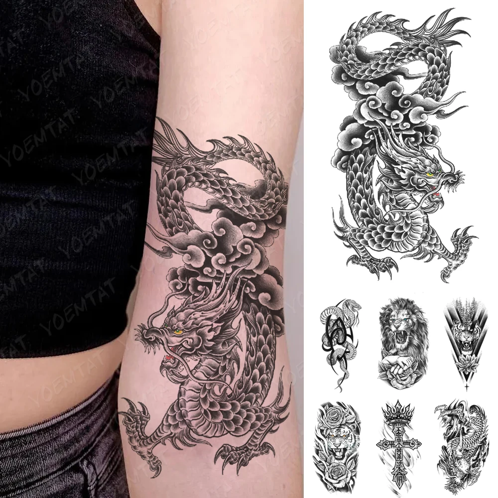 Waterproof Temporary Tattoo Sticker Chinese Style Black Flying Dragon Snake Tatoo Body Art For Women Men Arm Sleeve Fake Tattoos
Waterproof Temporary Tattoo Sticker Chinese Style Black Flying Dragon Snake Tatoo Body Art For Women Men Arm Sleeve Fake Tattoos