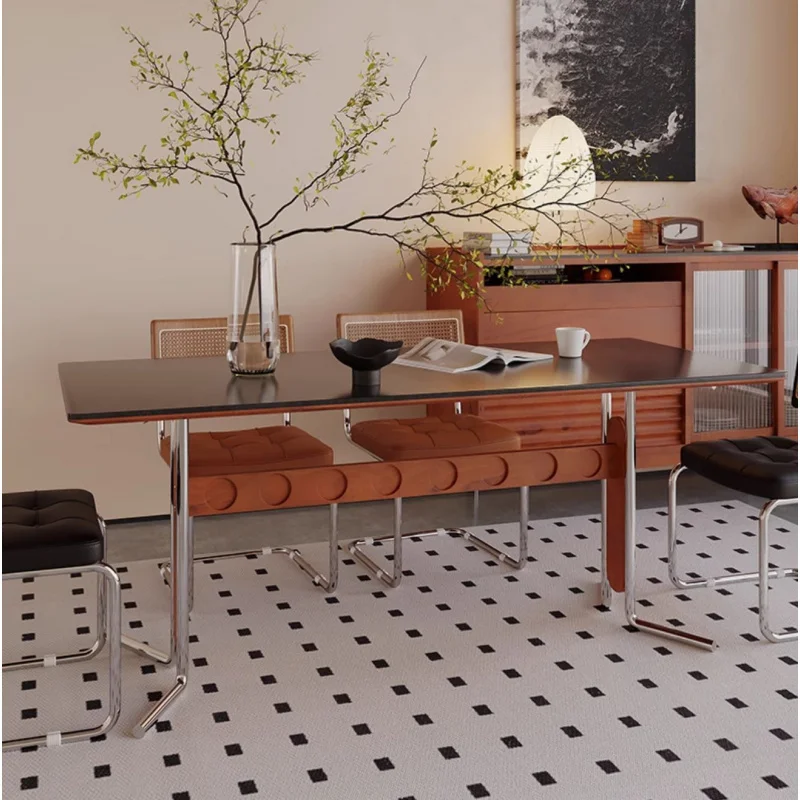 Retro-Modern Minimalist Rock Slab Long Dining Table And Chair Set For Home Use
Retro-Modern Minimalist Rock Slab Long Dining Table And Chair Set For Home Use