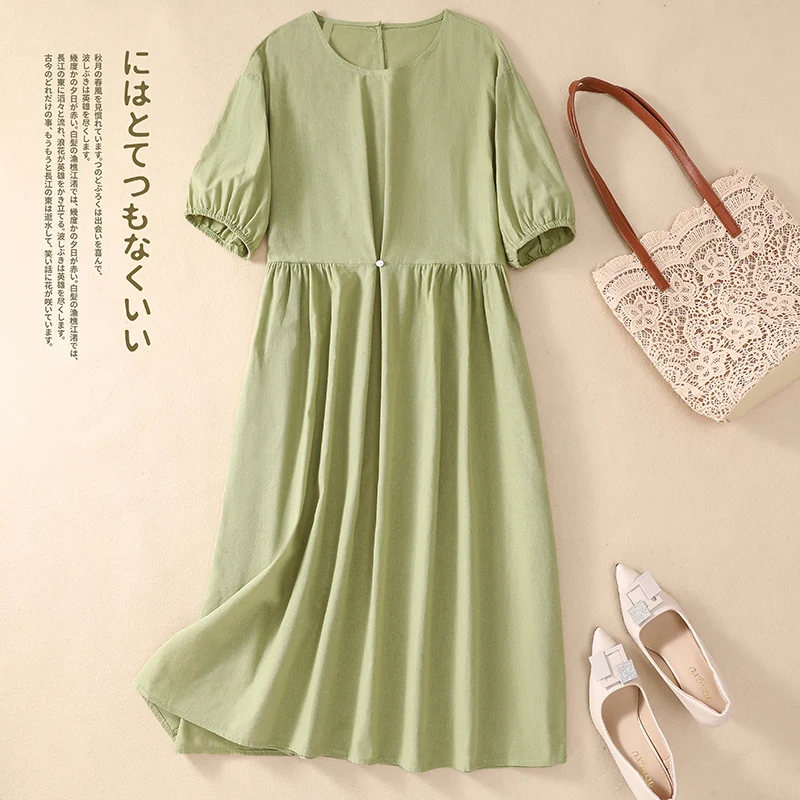 Cotton Linen Dress 2024 New Spring Summer Women's Round Neck Short Sleeve Casual Loose Dress Female Comfortable Clothes X1207
Cotton Linen Dress 2024 New Spring Summer Women's Round Neck Short Sleeve Casual Loose Dress Female Comfortable Clothes X1207