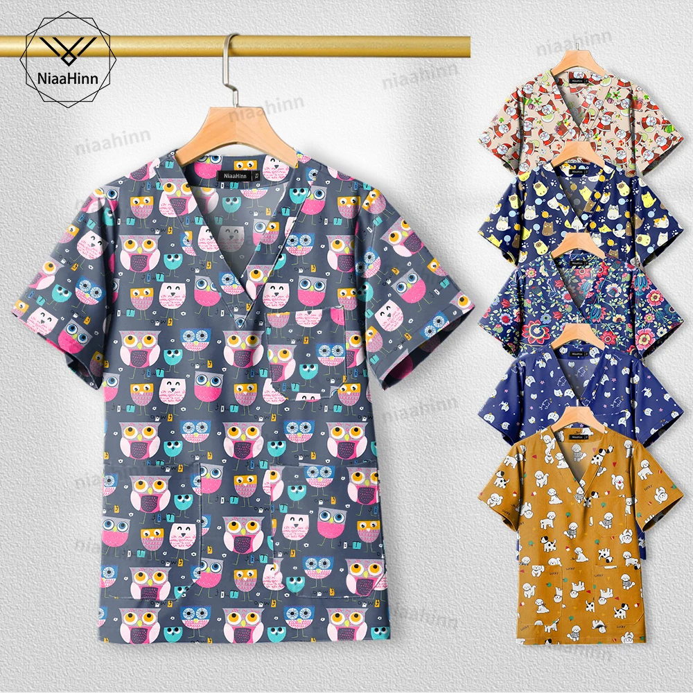 Scrub Top Dental Uniform Unisex Fashion Print Work Clothes 100%cotton Hospital Accessories Pediatric Nursing Medical Scrub Women
Scrub Top Dental Uniform Unisex Fashion Print Work Clothes 100%cotton Hospital Accessories Pediatric Nursing Medical Scrub Women