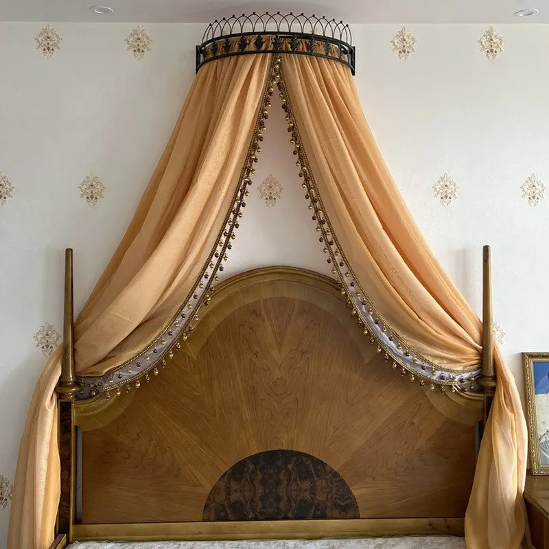 American bed curtains, bed curtains, khaki double gauze curtains, home bedroom European style court princess, simple with walnut
American bed curtains, bed curtains, khaki double gauze curtains, home bedroom European style court princess, simple with walnut