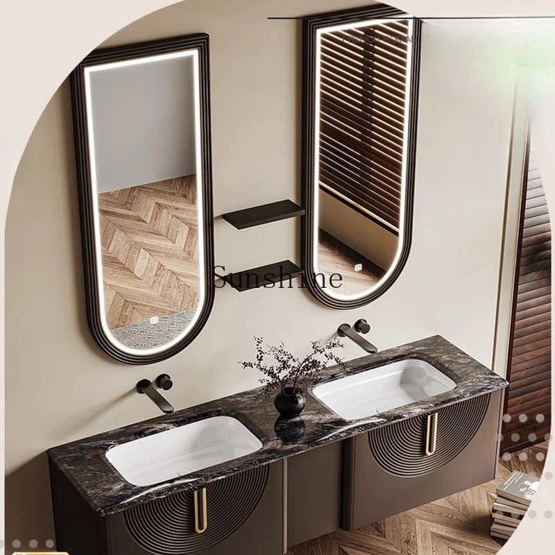 French retro double basin bathroom cabinet combination, toilet vanity, oak
French retro double basin bathroom cabinet combination, toilet vanity, oak