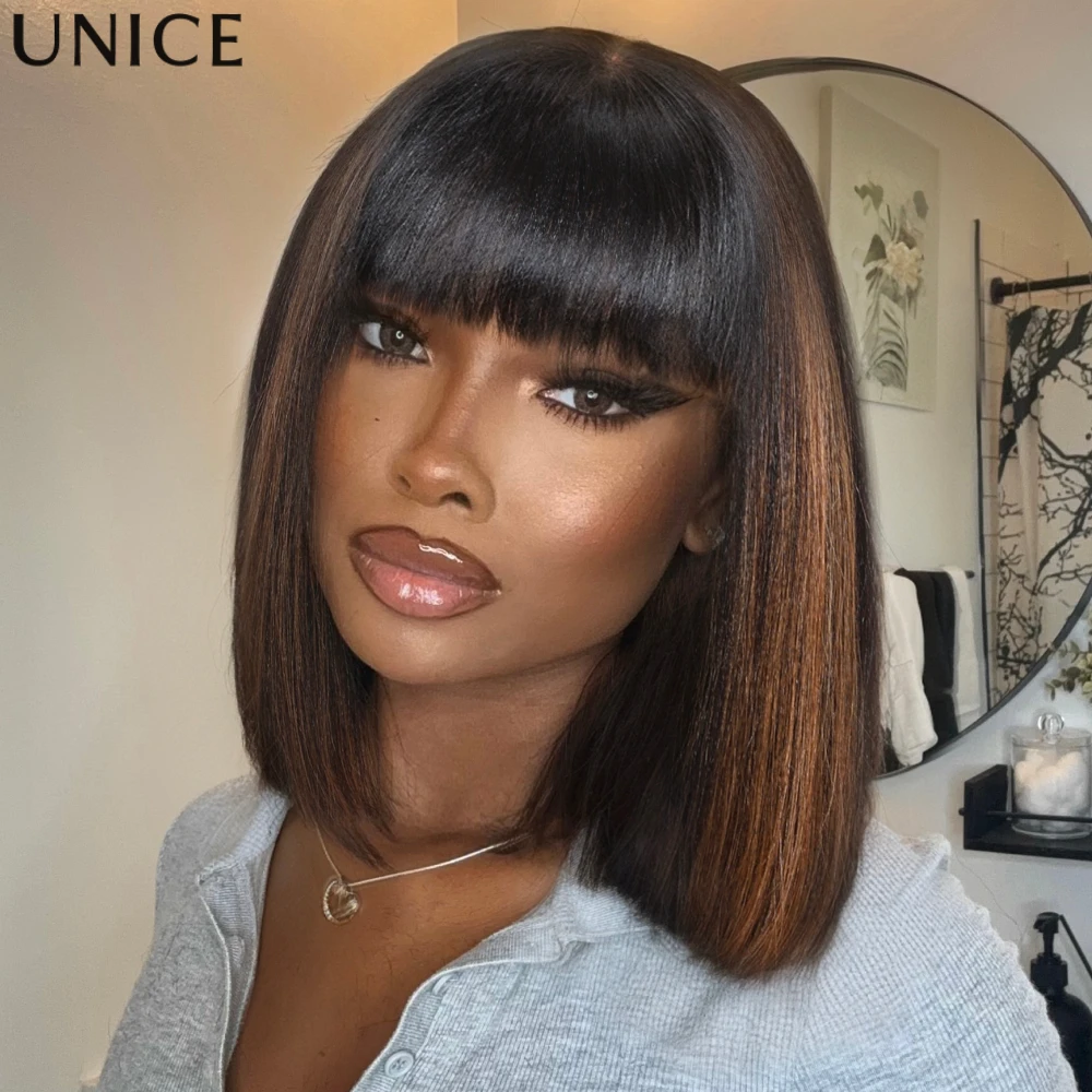 Парик Unice Balayage Yaki Bob с челкой, с центральным пробором, 4x2 кружевной, 100% натуральные человеческие волосы, без клея, 150% плотность
Парик Unice Balayage Yaki Bob с челкой, с центральным пробором, 4x2 кружевной, 100% натуральные человеческие волосы, без клея, 150% плотность