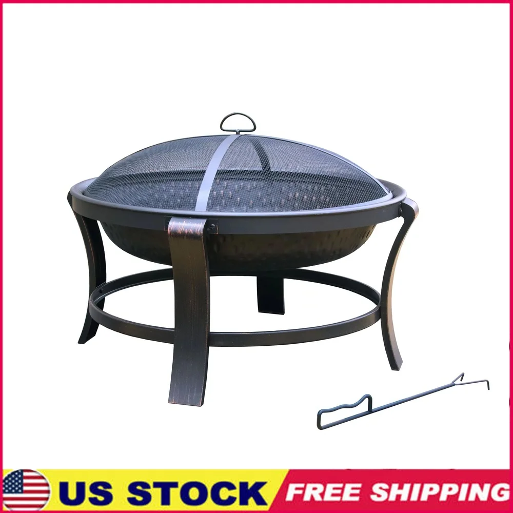 Deep Steel Fire Pit 30 Inch Round Outdoor Antique Bronze with Mesh Cover Wood Grate and Poker Backyard
Deep Steel Fire Pit 30 Inch Round Outdoor Antique Bronze with Mesh Cover Wood Grate and Poker Backyard
