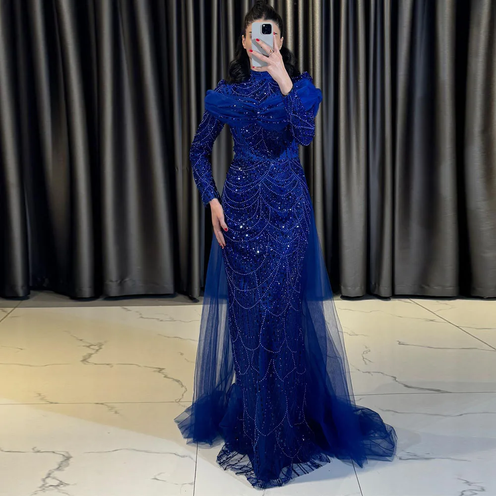 Customized Islamic Evening Dresses for Women High Neck Long Sleeve Beading Formal Dress Muslim Dress with Detachable Train
Customized Islamic Evening Dresses for Women High Neck Long Sleeve Beading Formal Dress Muslim Dress with Detachable Train