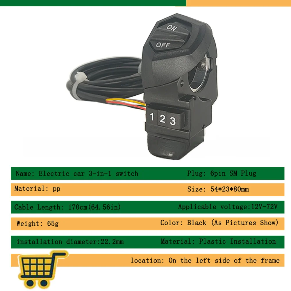 3-in-1 Ebike Switch for Light Speaker and Speed Control Compatible with Most Folding E-Bikes 12V to 72V Operation
3-in-1 Ebike Switch for Light Speaker and Speed Control Compatible with Most Folding E-Bikes 12V to 72V Operation