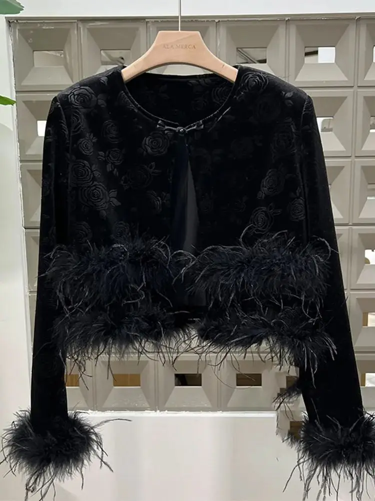 Luxury Ostrich Feathers Women Long Sleeved Clothes Party Club Dinner Stage Performance Christmas Fashion Coat Autumn Winter Tops
Luxury Ostrich Feathers Women Long Sleeved Clothes Party Club Dinner Stage Performance Christmas Fashion Coat Autumn Winter Tops