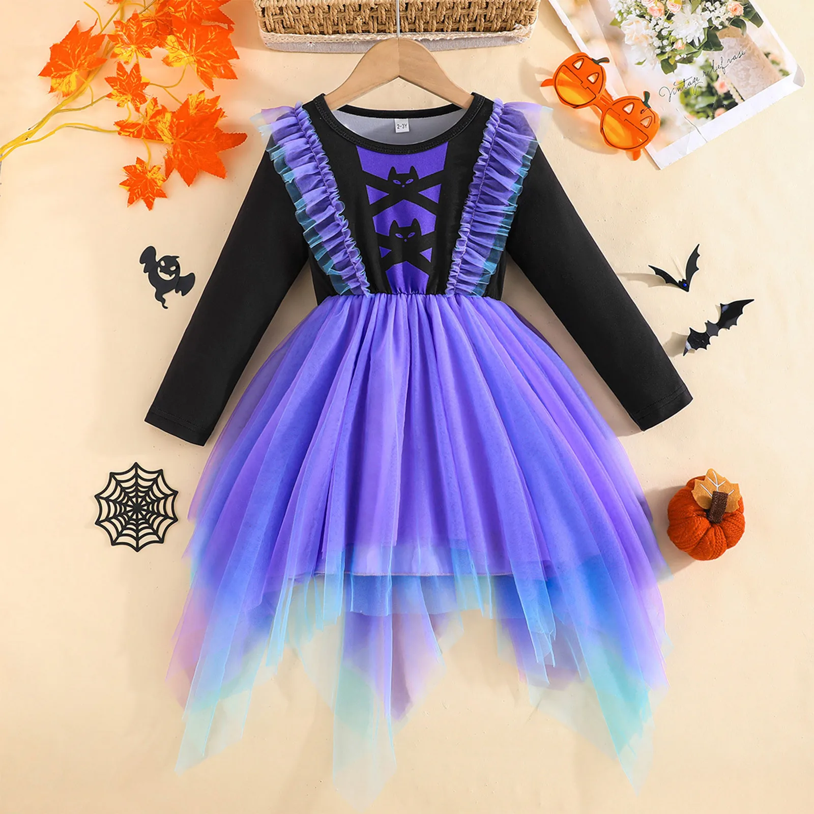 Детский карнавальный костюм на Хэллоуин для девочек, костюм для косплея с милым котом, сетчатое платье с длинными рукавами и принтом, нерегулярное тюлевое платье
Детский карнавальный костюм на Хэллоуин для девочек, костюм для косплея с милым котом, сетчатое платье с длинными рукавами и принтом, нерегулярное тюлевое платье