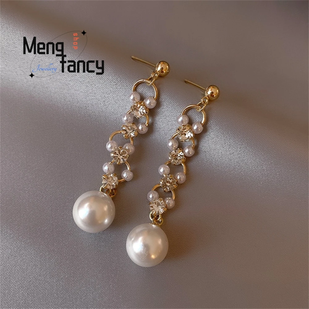 S925 Silver Needle Water Diamond Pearl Stud Earrings For Women, Fashionable Pearl Earrings With Design Sense And Elegant Tassel
S925 Silver Needle Water Diamond Pearl Stud Earrings For Women, Fashionable Pearl Earrings With Design Sense And Elegant Tassel