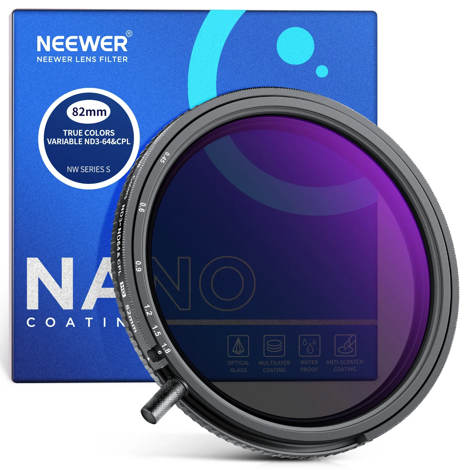 NEEWER True Colors Variable ND3-64+CPL Filter Circular Polarizing 49/52/55/58/62/67/72/77/82mm Neutral Density Filter
NEEWER True Colors Variable ND3-64+CPL Filter Circular Polarizing 49/52/55/58/62/67/72/77/82mm Neutral Density Filter