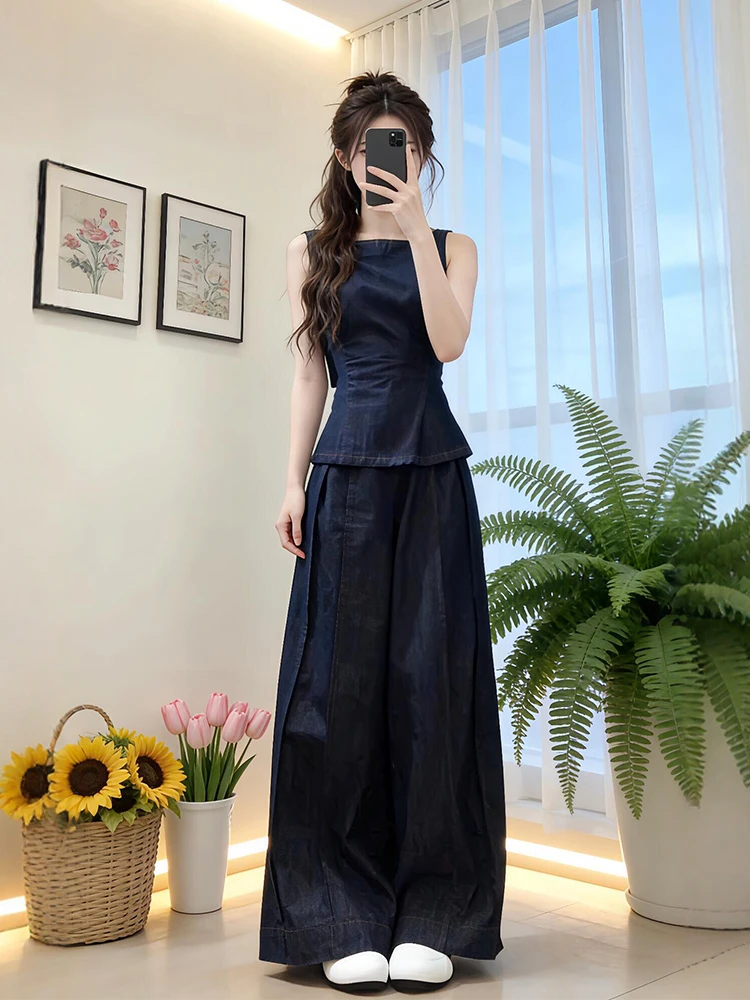 Spring New plus Size Korean Style OOTD Set Wide Leg Jeans Top Comfortable Sleeveless High Waist Denim Fashionable Ensemble
Spring New plus Size Korean Style OOTD Set Wide Leg Jeans Top Comfortable Sleeveless High Waist Denim Fashionable Ensemble