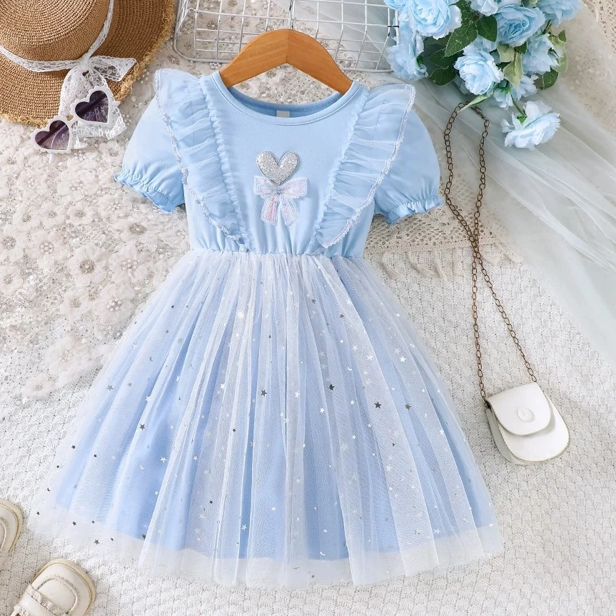 Girls' Summer Dress Kids Party Wear for Weddings Party Trips Tulle Skirt Baby Girls Outfits Blue Color Lightweight Dresses 2-7y
Girls' Summer Dress Kids Party Wear for Weddings Party Trips Tulle Skirt Baby Girls Outfits Blue Color Lightweight Dresses 2-7y