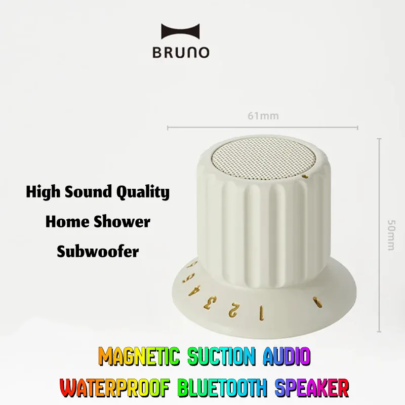 BRUNO Magnetic Suction and Waterproof Bluetooth Speaker High Sound Quality Home Shower Audio Wireless Mp3 Player Mini Subwoofer
BRUNO Magnetic Suction and Waterproof Bluetooth Speaker High Sound Quality Home Shower Audio Wireless Mp3 Player Mini Subwoofer