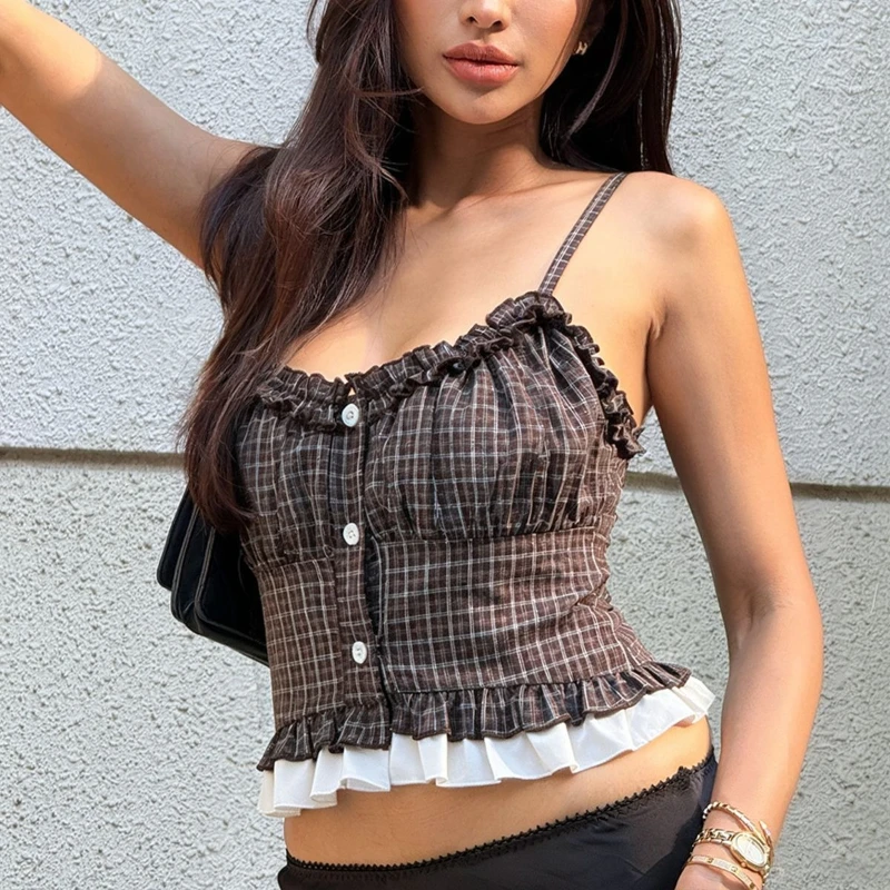 2026 Spring New Retro Spicy Girl Plaid Temperament Slim Fit Short Camisole Top for Women
2026 Spring New Retro Spicy Girl Plaid Temperament Slim Fit Short Camisole Top for Women