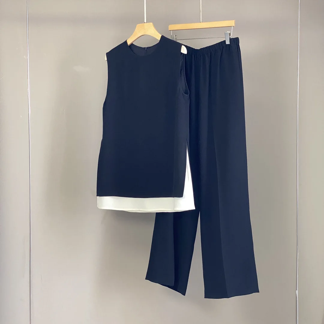2025 Summer New Women's Round Neck Sleeveless Stitching Vest with Elbow Waist Casual Trousers Two-Piece Set
2025 Summer New Women's Round Neck Sleeveless Stitching Vest with Elbow Waist Casual Trousers Two-Piece Set