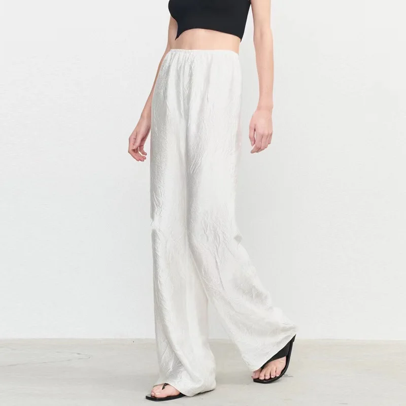2024 Spring Summer Women's Acetate Silk Trousers Straight Style Pants High Waist Streetwear
2024 Spring Summer Women's Acetate Silk Trousers Straight Style Pants High Waist Streetwear