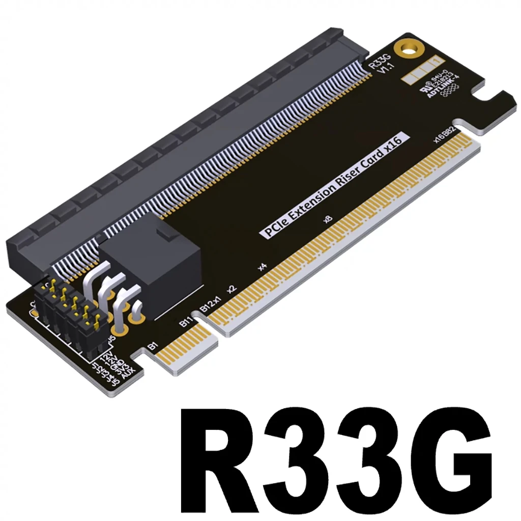 ADT-Link PCI-E 5.0 x16 Half Height to Full Height Extension Riser Card PCIe5.0 x16 Test Card Support External Power Supply
ADT-Link PCI-E 5.0 x16 Half Height to Full Height Extension Riser Card PCIe5.0 x16 Test Card Support External Power Supply