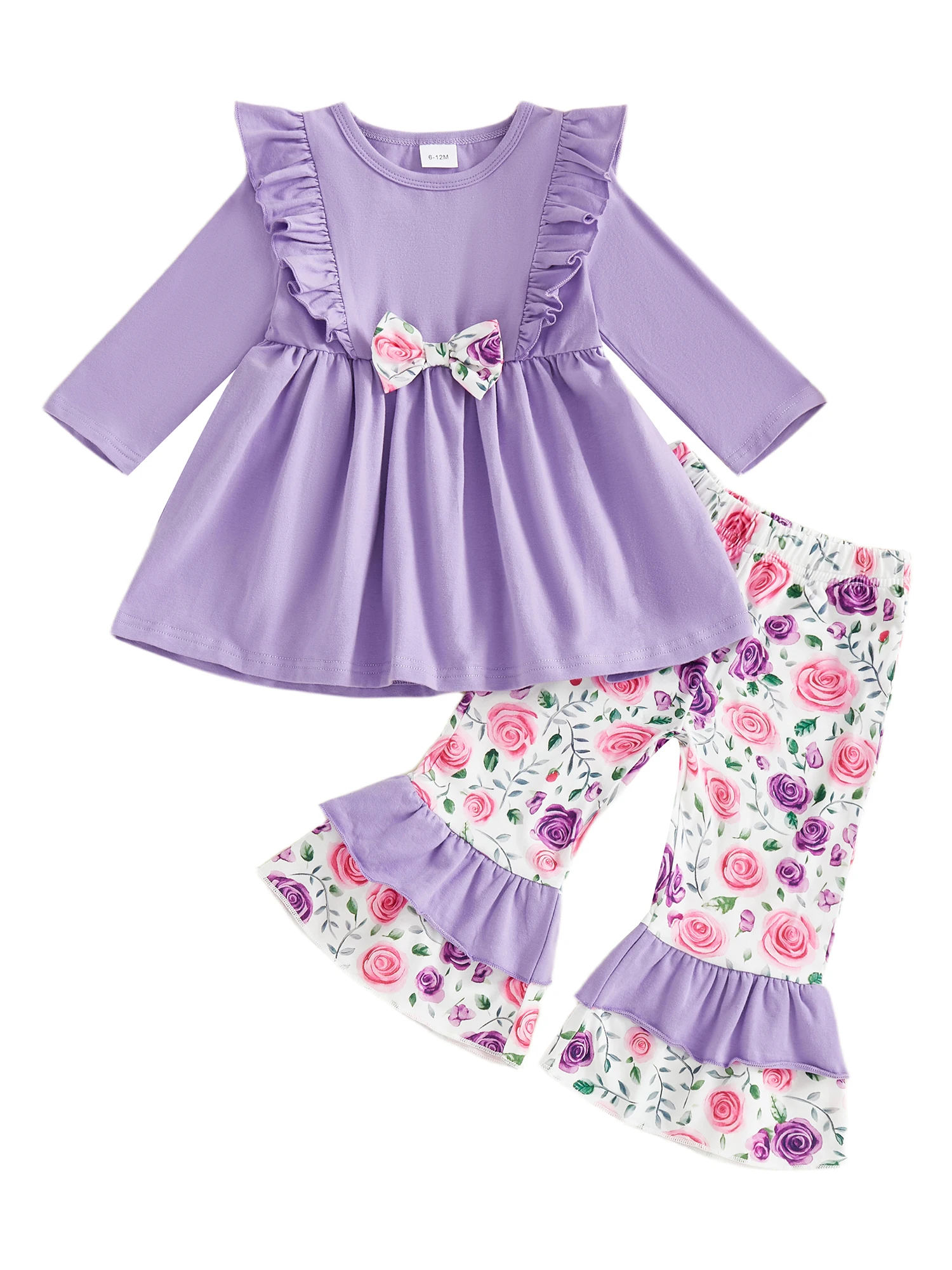 Осенний ансамбль из двух предметов для маленьких девочек, топ с бантом и длинными рукавами и расклешенными брюками — стильная осенняя одежда для малышей
Осенний ансамбль из двух предметов для маленьких девочек, топ с бантом и длинными рукавами и расклешенными брюками — стильная осенняя одежда для малышей