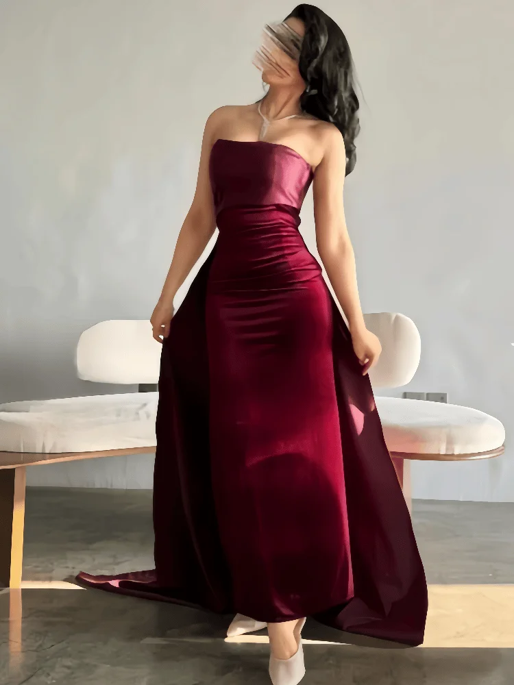 Elegant Burgundy Strapless Mermaid Evening Gown Long Formal Prom Dress 2025 New Arrival Wedding Party Banquet Dress Customized
Elegant Burgundy Strapless Mermaid Evening Gown Long Formal Prom Dress 2025 New Arrival Wedding Party Banquet Dress Customized