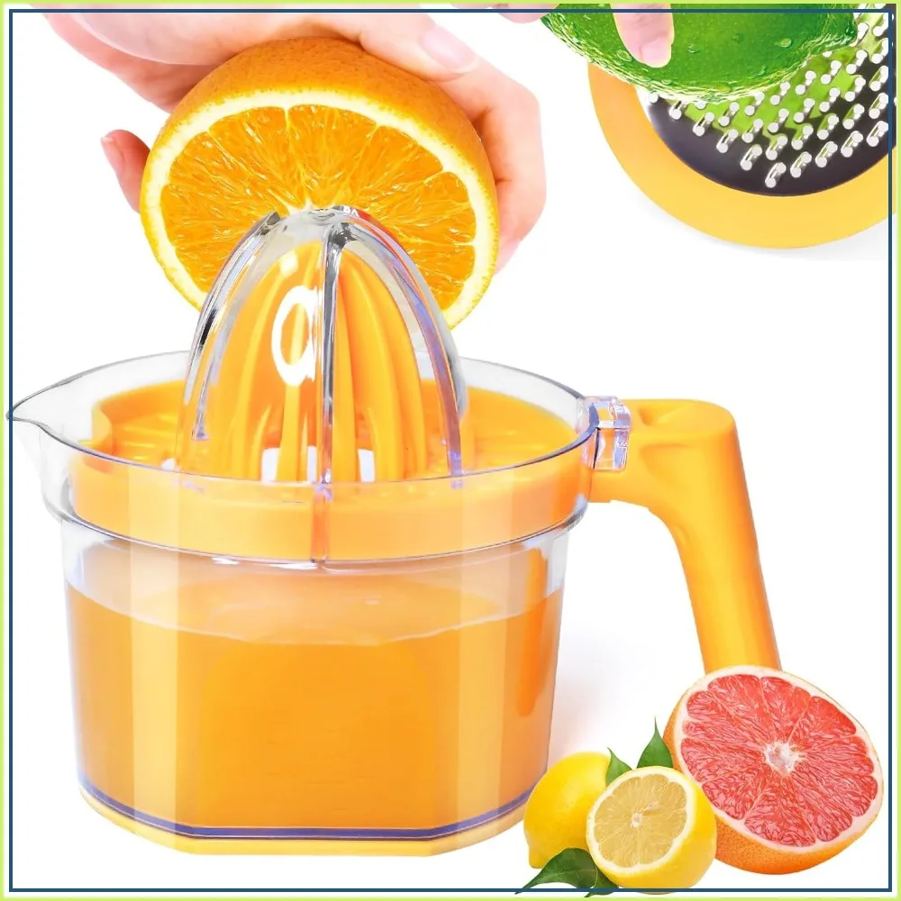 4-in-1 Manual Citrus Juicer with Detachable Handle, 16.9oz Capacity, Dual Juicing Heads for Lemons & Oranges
4-in-1 Manual Citrus Juicer with Detachable Handle, 16.9oz Capacity, Dual Juicing Heads for Lemons & Oranges