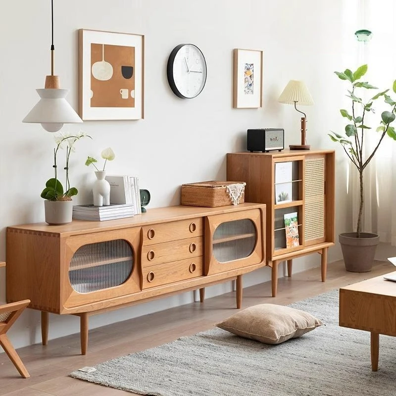 Cherry wood TV cabinet, log style modern simple Nordic living room floor TV cabinet
Cherry wood TV cabinet, log style modern simple Nordic living room floor TV cabinet