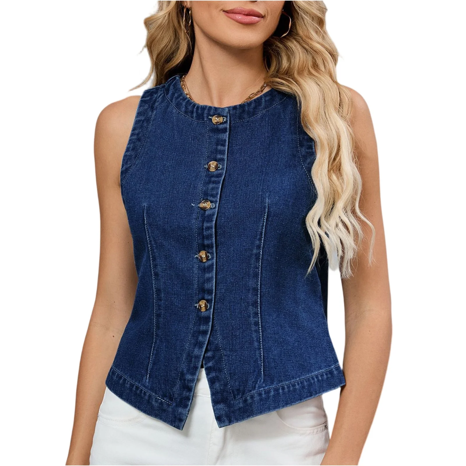 Ladies' Short Vest Fashion Blue Denim Vest Top Casual Cropped Sleeveless Streetwear New Button Waistcoats
Ladies' Short Vest Fashion Blue Denim Vest Top Casual Cropped Sleeveless Streetwear New Button Waistcoats