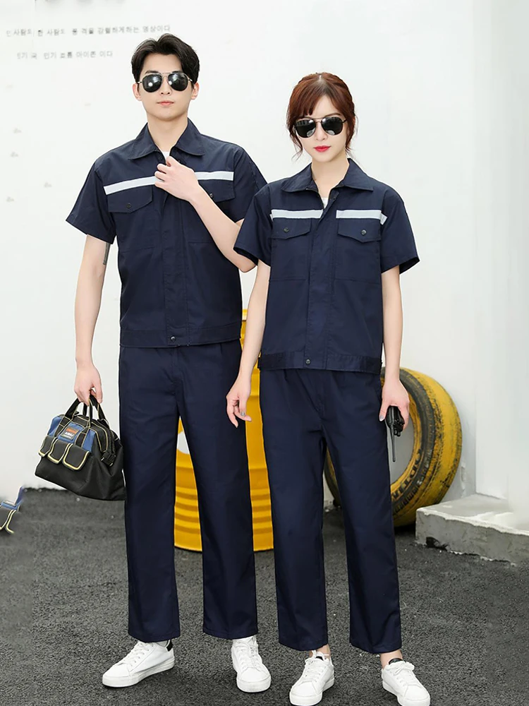 Unisex Summer Work Uniform Set Lightweight Short Sleeve Shirt Pants Coverall Stain Abrasion Resistance for Auto Repair Shops
Unisex Summer Work Uniform Set Lightweight Short Sleeve Shirt Pants Coverall Stain Abrasion Resistance for Auto Repair Shops