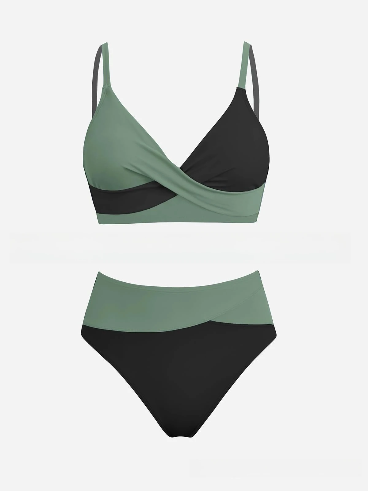 Green and black color matching V-neck cross sling split swimsuit high waist slim vacation swimming
Green and black color matching V-neck cross sling split swimsuit high waist slim vacation swimming