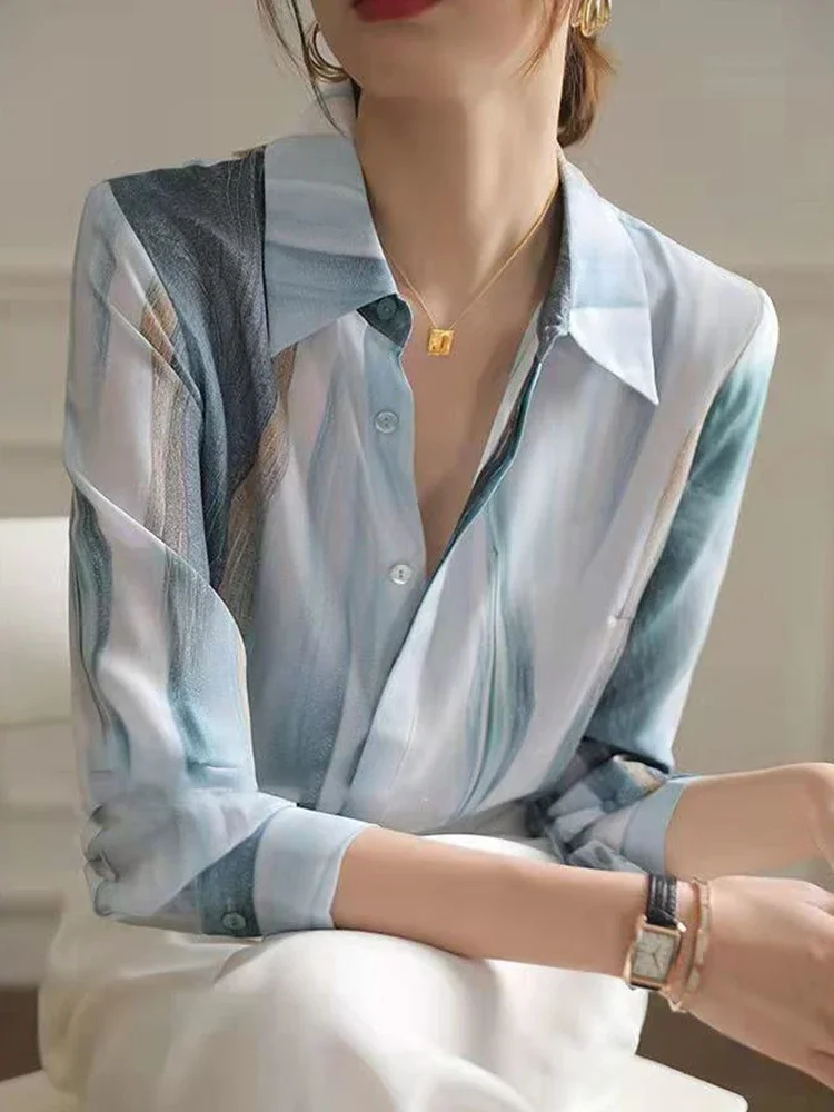 Korean Chiffon Office Lady Gradient Shirt Elegant Long Sleeve Thin Loose Fashion Blouse Casual All Match Print Female Tops
Korean Chiffon Office Lady Gradient Shirt Elegant Long Sleeve Thin Loose Fashion Blouse Casual All Match Print Female Tops