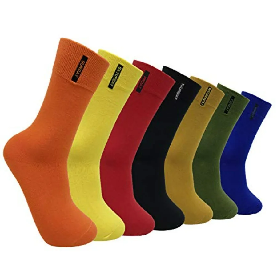 HaloYIYI 7 Pack Men's Colorful Breathable Solid Crew Dress Socks 7 Days of the Week
HaloYIYI 7 Pack Men's Colorful Breathable Solid Crew Dress Socks 7 Days of the Week