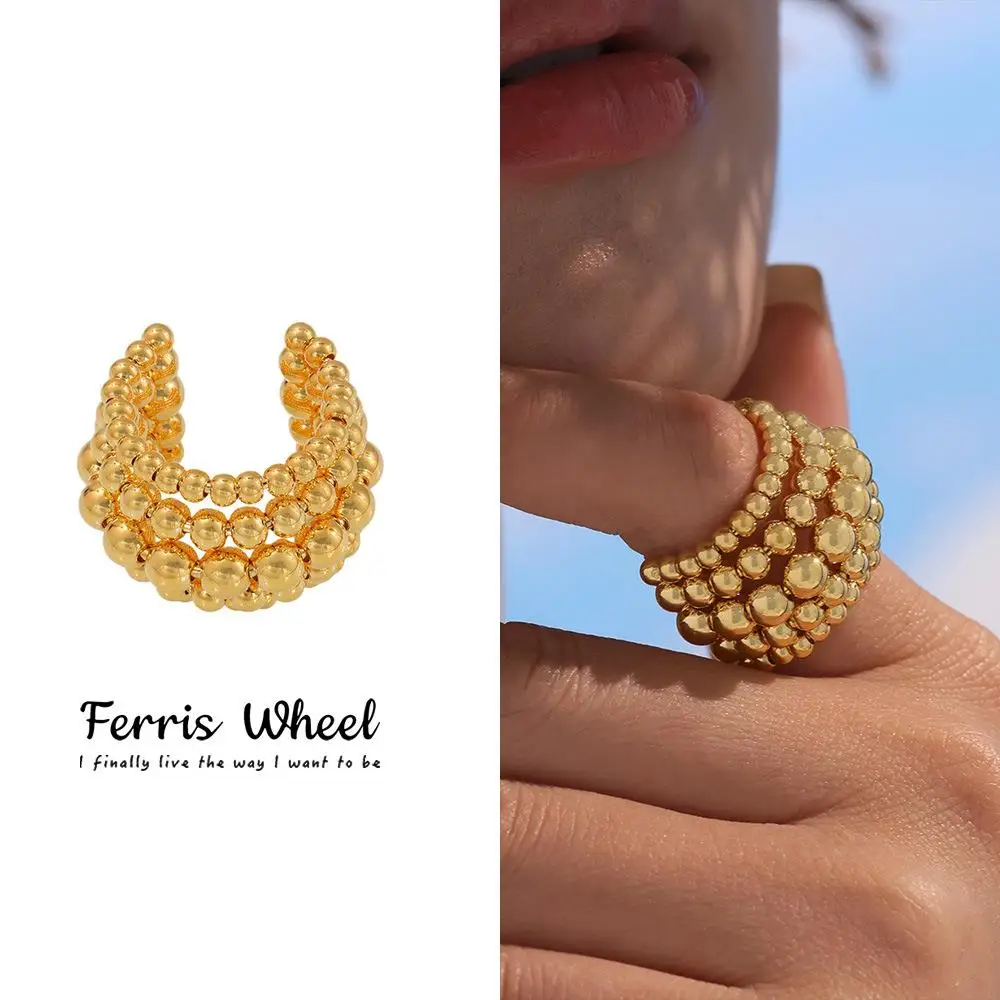 Titanium Steel Wide Band Ring Gold Plated Heavy Duty Multi-Layer Beads Design Ferris Wheel Exaggerated Style Women's Ring
Titanium Steel Wide Band Ring Gold Plated Heavy Duty Multi-Layer Beads Design Ferris Wheel Exaggerated Style Women's Ring