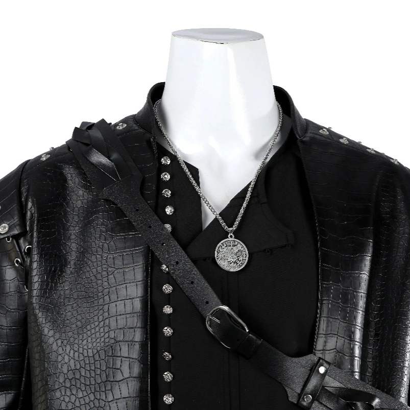 New Witch 5 Cosplay Geralt Costume Clack Leather Coat Shirt Pants Full Set Halloween Man Geralt Battle Suit Outfit Custom Made 
New Witch 5 Cosplay Geralt Costume Clack Leather Coat Shirt Pants Full Set Halloween Man Geralt Battle Suit Outfit Custom Made