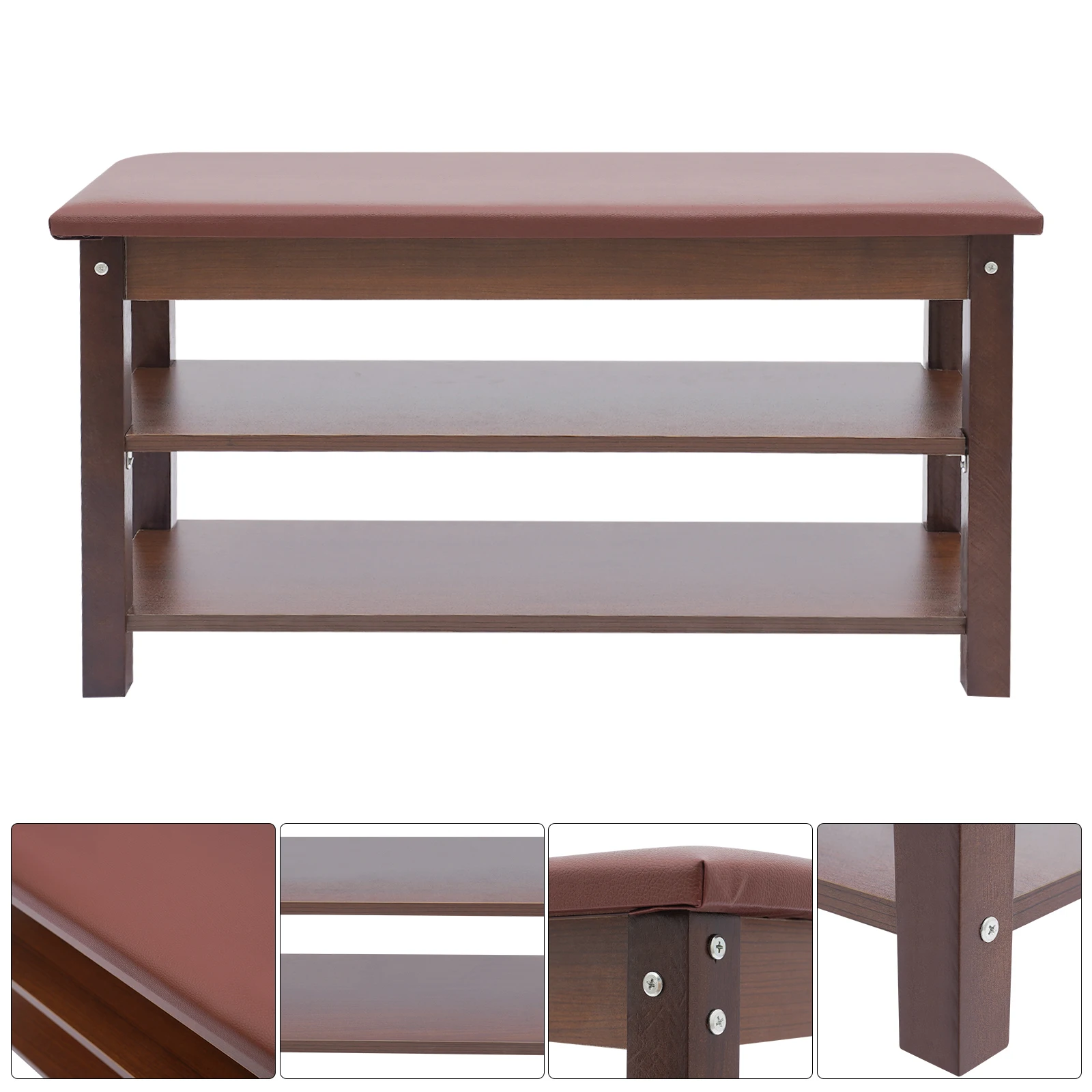Brown Shoe Bench with Storage Shelf, Floor Standing 2-Tier Footwear Rack with Cushion Padded Seat, Shoe Storage Bench for Entryway
Brown Shoe Bench with Storage Shelf, Floor Standing 2-Tier Footwear Rack with Cushion Padded Seat, Shoe Storage Bench for Entryway