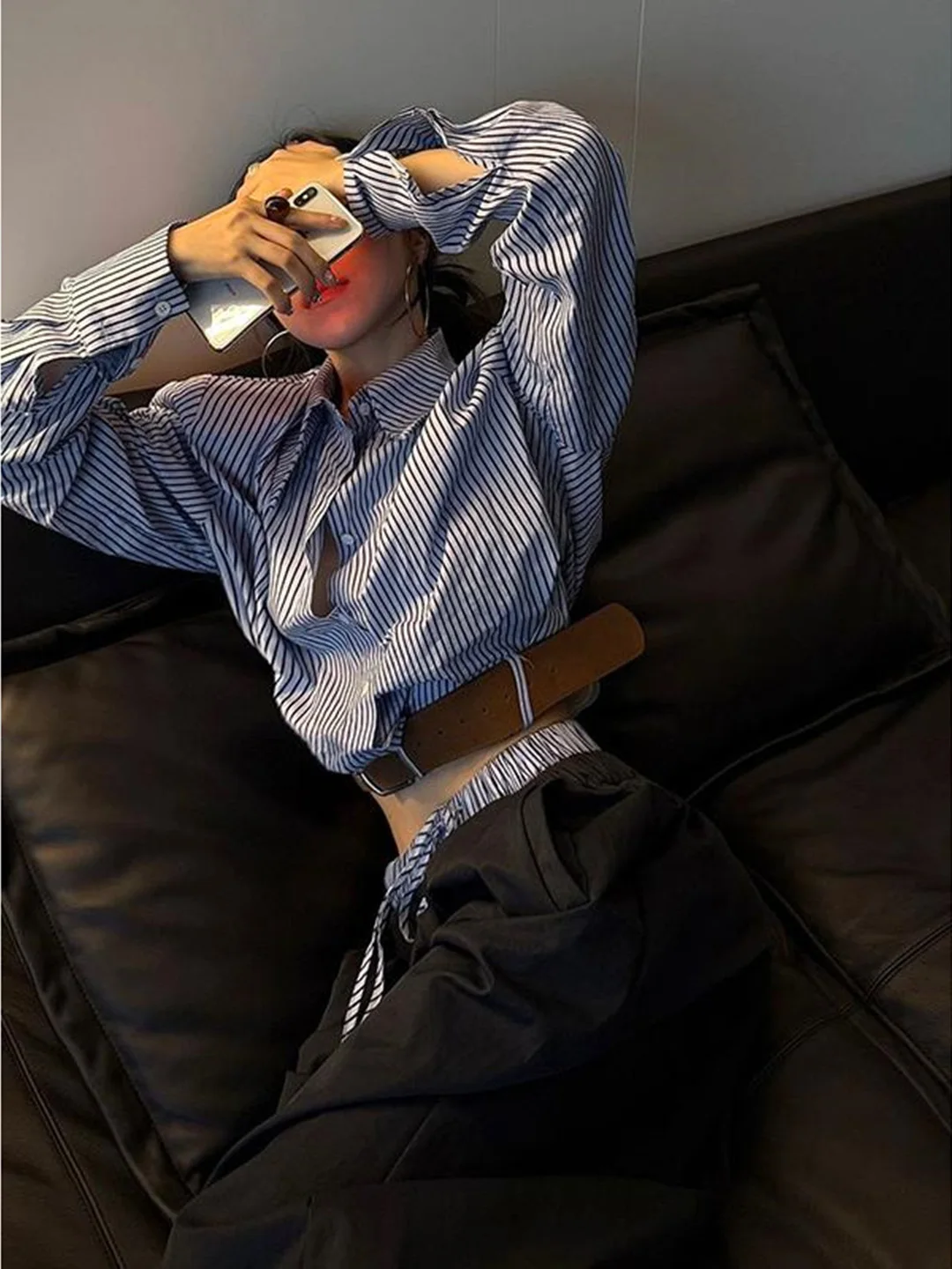 Chic Blue Striped Shirt And Black Wide Leg Pants Set Women's Korean Style Early Autumn Fashion High Waist Long Pants Casual O...
Chic Blue Striped Shirt And Black Wide Leg Pants Set Women's Korean Style Early Autumn Fashion High Waist Long Pants Casual O...