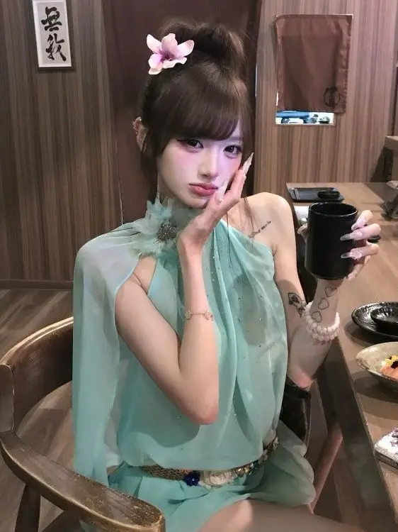 Elegant Pure Color Chiffon Top Sleeveless High Collar Waist-Cinching Summer New Style Women's Fashion Versatile Stand Collar
Elegant Pure Color Chiffon Top Sleeveless High Collar Waist-Cinching Summer New Style Women's Fashion Versatile Stand Collar