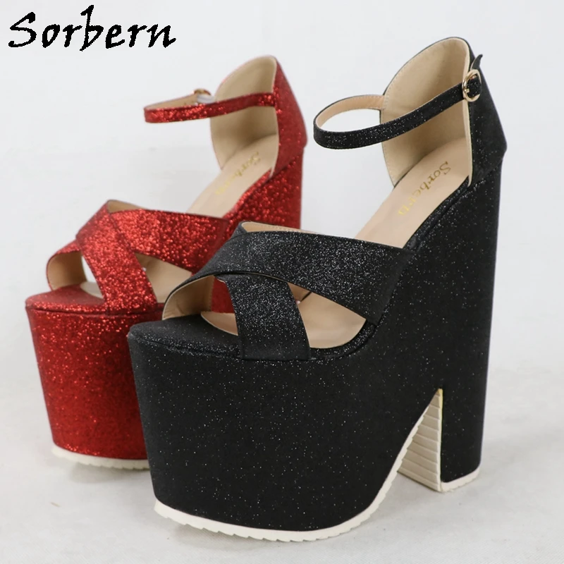 Sorbern Glitter Cross Strap Sandals Block High Heel Platform Summer Style Shoes Chunky Heeled Blingbling Custom Colorss
Sorbern Glitter Cross Strap Sandals Block High Heel Platform Summer Style Shoes Chunky Heeled Blingbling Custom Colorss