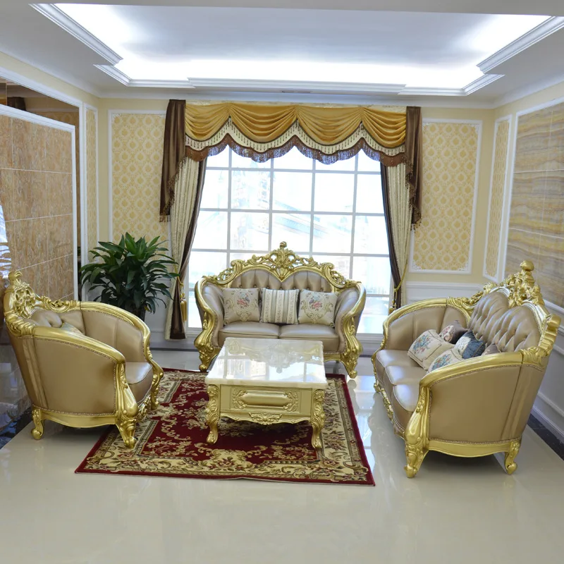 European living room leather combination solid wood double-sided carved European leather sofa villa furniture
European living room leather combination solid wood double-sided carved European leather sofa villa furniture