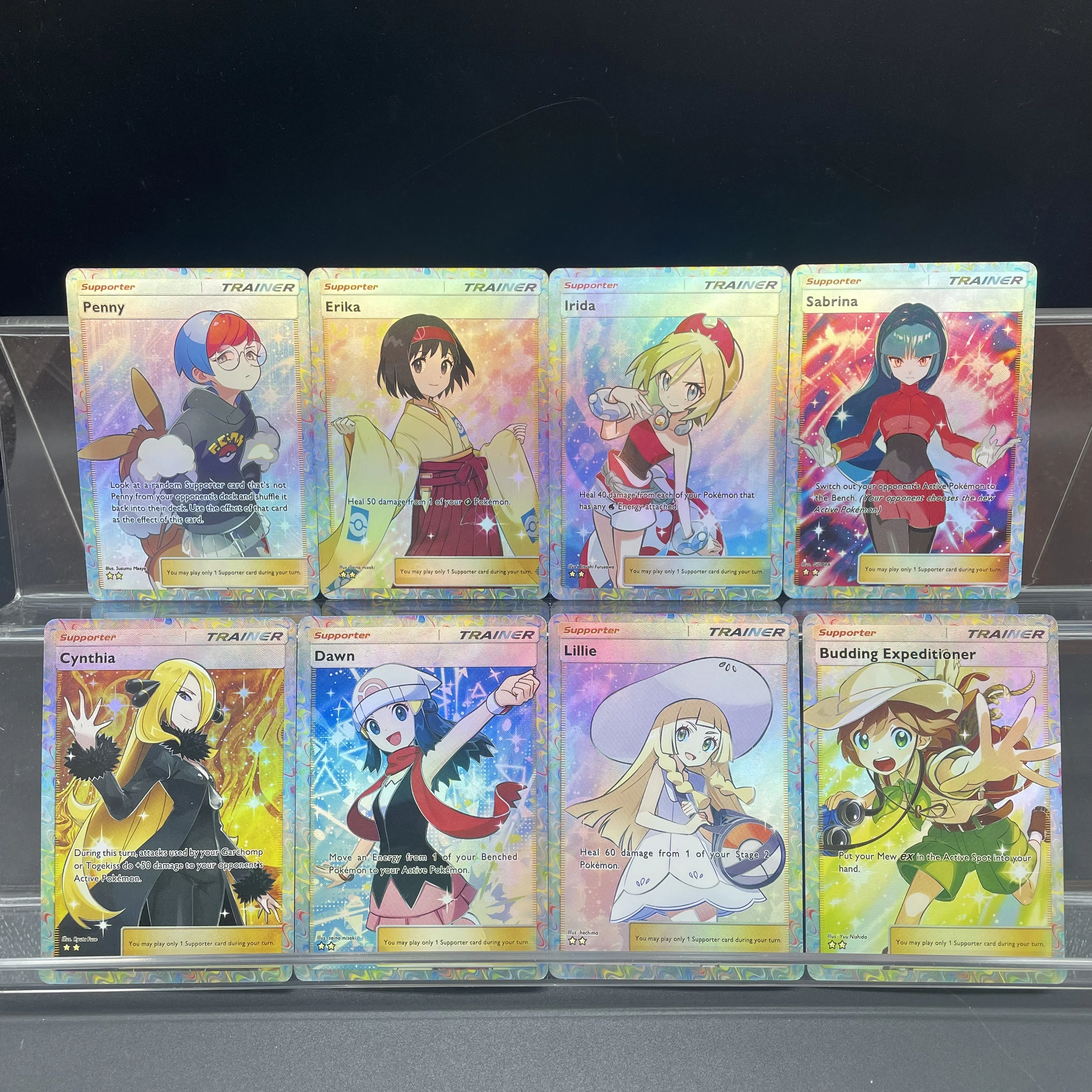 1 шт. DIY самодельные карты поддержки PTCG Penny Erika Irida Sabrina Cynthia Dawn Lillie Budding экспедитор огнеупорный цветной вспышка
1 шт. DIY самодельные карты поддержки PTCG Penny Erika Irida Sabrina Cynthia Dawn Lillie Budding экспедитор огнеупорный цветной вспышка