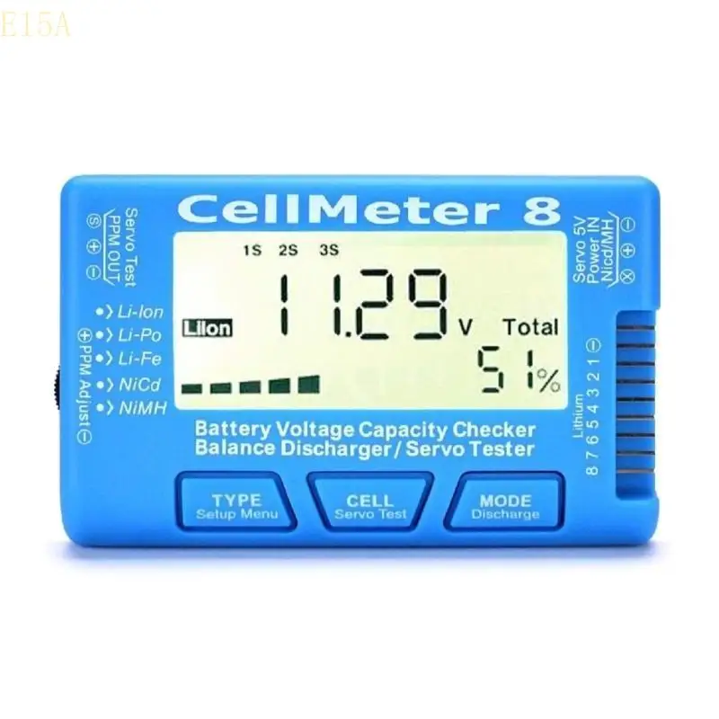 E15A CellMeter-8 1-8S Battery Capacity Checker Meter LiPo Li-lon NiMH Compact
E15A CellMeter-8 1-8S Battery Capacity Checker Meter LiPo Li-lon NiMH Compact