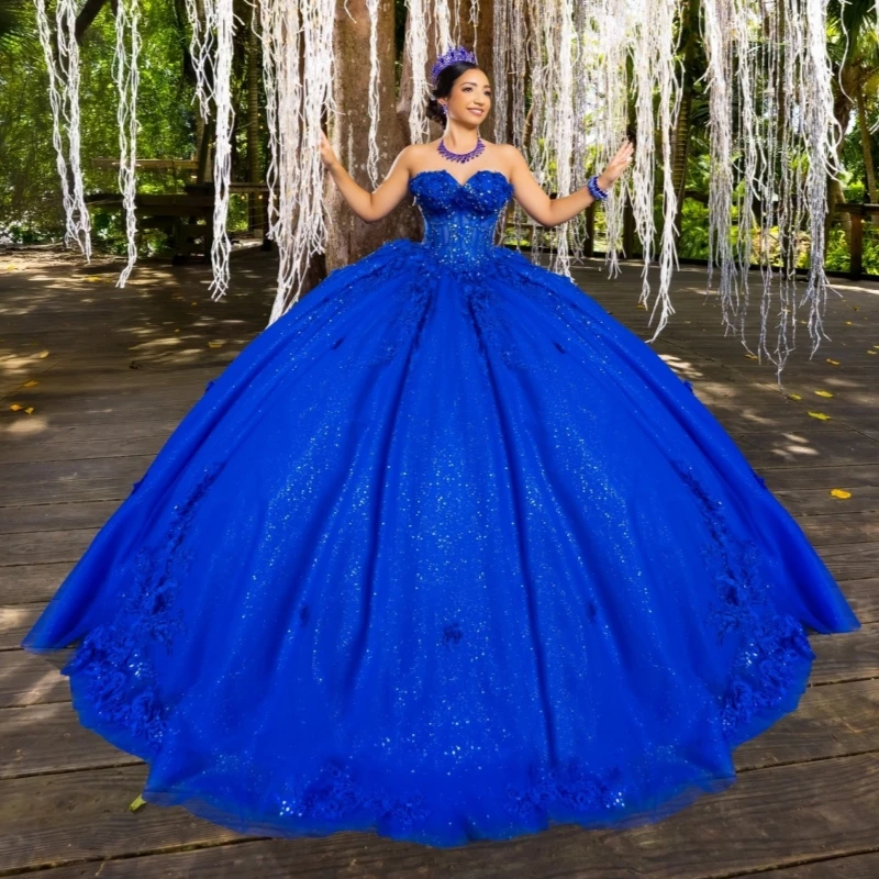 Royal Blue Shiny Quinceanera Dresses Off The Shoulder Applique Flower Beads Bow Tull Corset Party Birthday Sweet 16 Dress Vestid
Royal Blue Shiny Quinceanera Dresses Off The Shoulder Applique Flower Beads Bow Tull Corset Party Birthday Sweet 16 Dress Vestid