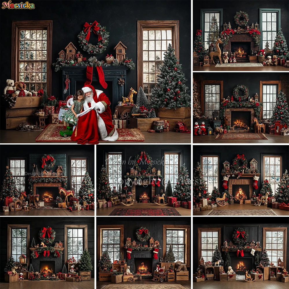 Vintage Christmas Fireplace Background Photography Wood Window Xmas Tree Gift Room Black Backdrop Kid Family Night Photo Studio
Vintage Christmas Fireplace Background Photography Wood Window Xmas Tree Gift Room Black Backdrop Kid Family Night Photo Studio