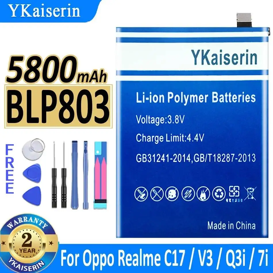 5800Mah High-Capacity BLP803 For Oppo Realme C17 V3 Q3i 7I Mobile Phone Battery
5800Mah High-Capacity BLP803 For Oppo Realme C17 V3 Q3i 7I Mobile Phone Battery